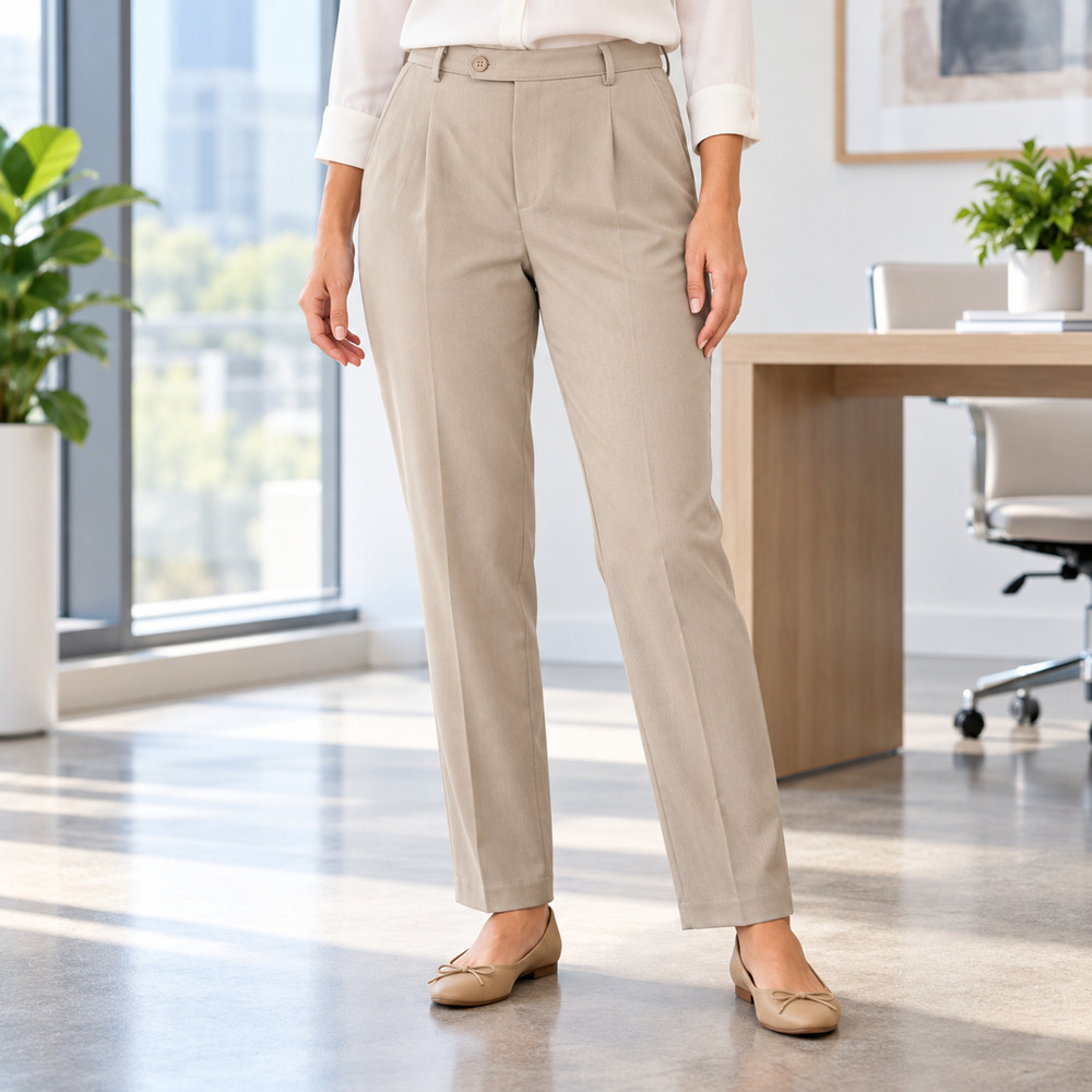 JM Collection Jennifer Moore Womens 8 Tan Pleated Career Pants Stretch NWT